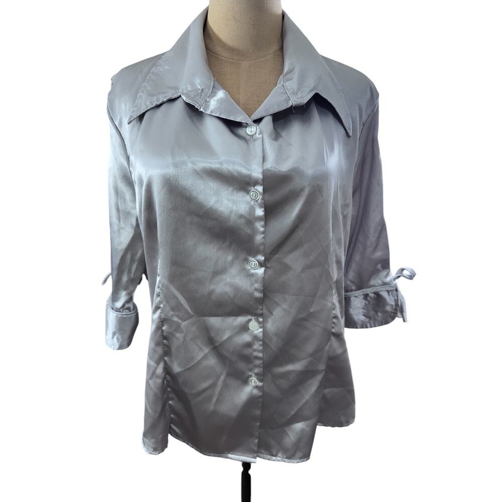 "RAVE CITY"‎ Vintage Y2K Button Up 3/4 Sleeve Clubwear Office Work Sexy Dressy